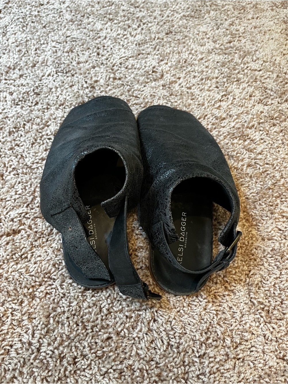 Kelsi Dagger Brooklyn Size 8 Black Leather Slingback Mules